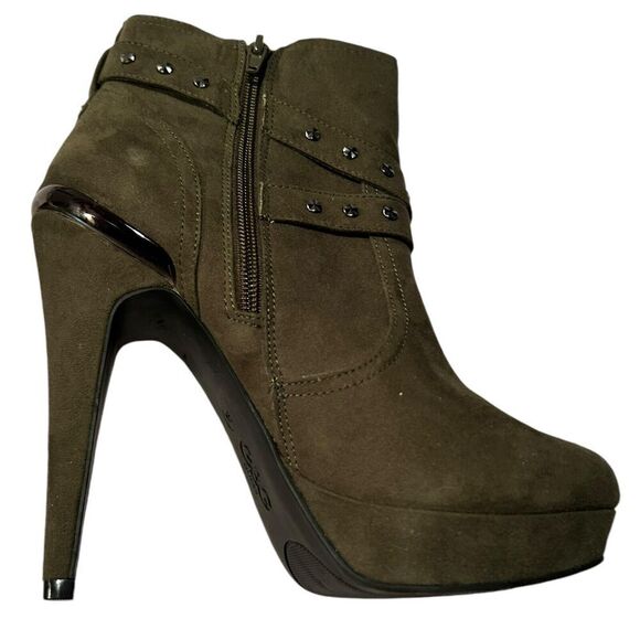 NIB GBG GUESS Green Stiletto Platform Booties Deeka Size 9M - Picture 3 of 15